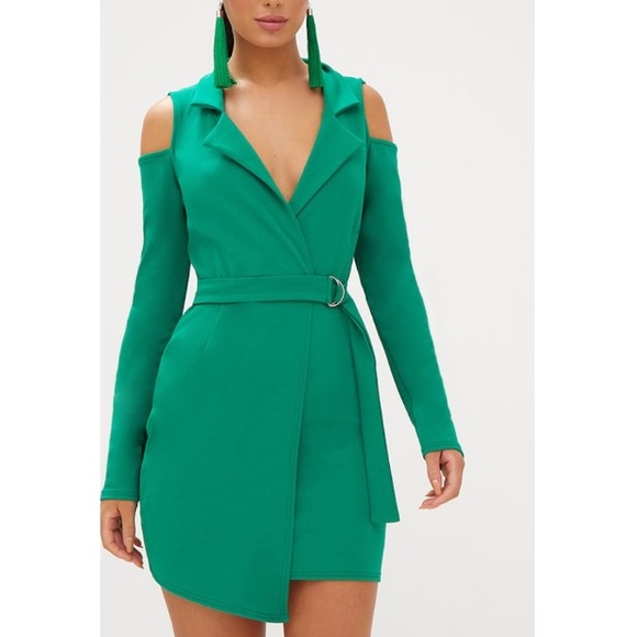 green tuxedo dress